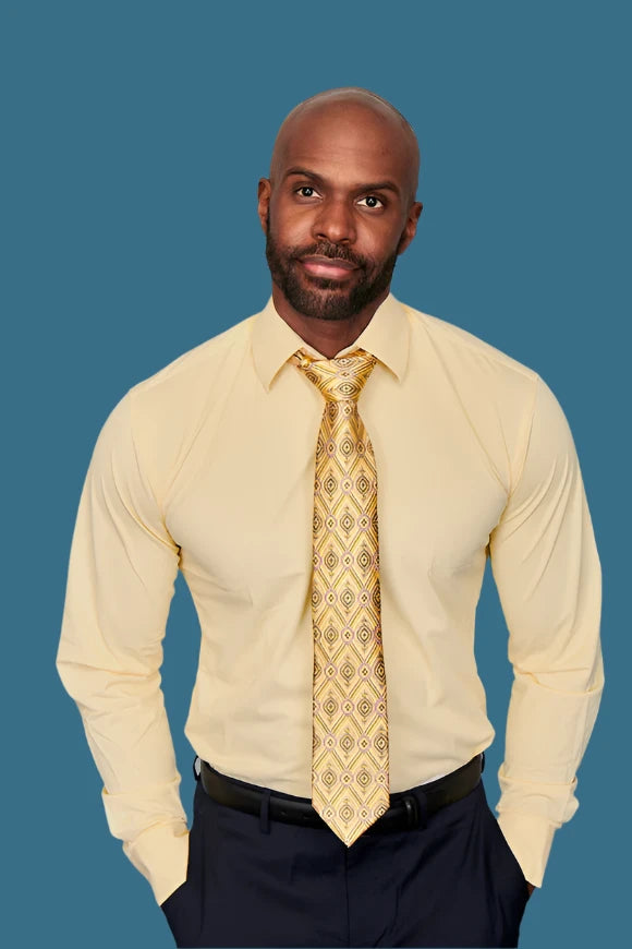 Steven Land 4 Way Stretch Travel Dress Shirt | Barrel Cuff | Point Collar | Peach - shirt - view 2 | New York Man Suits