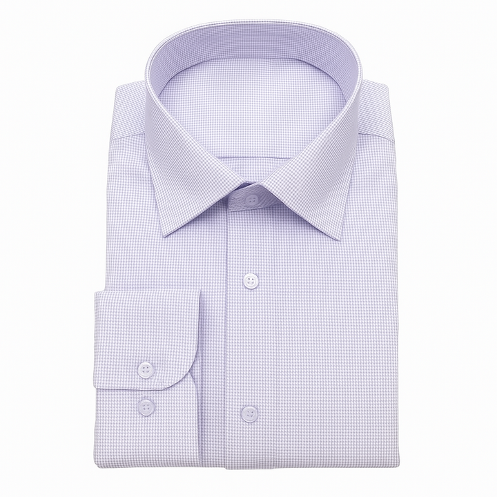 Vitarelli 4 Way Stretch Check Design Dress Shirts-Lavender - shirt - view 2 | New York Man Suits