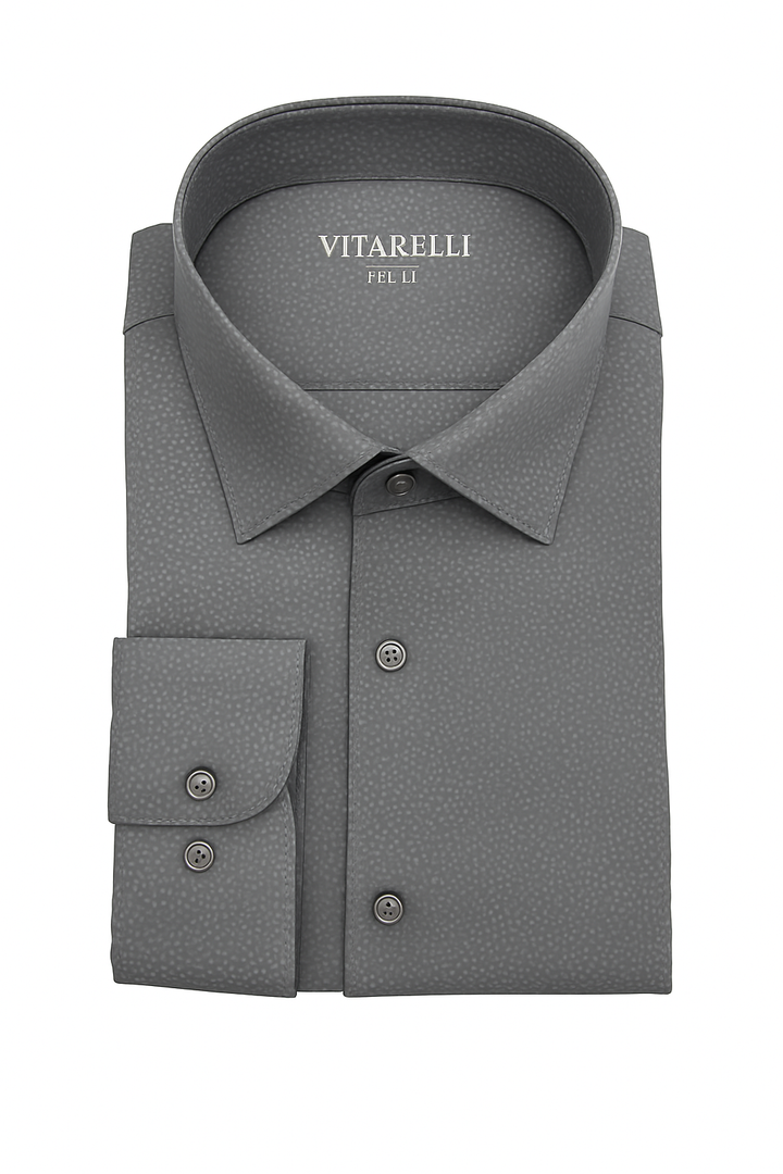 Vitarelli 4 Way Stretch Design Dress Shirts-Gray - shirt - view 2 | New York Man Suits