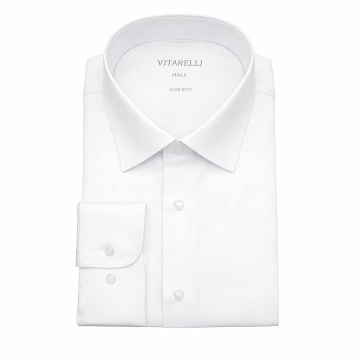 Vitarelli 4 Way Stretch White Design Dress Shirts-White - shirt - view 2 | New York Man Suits