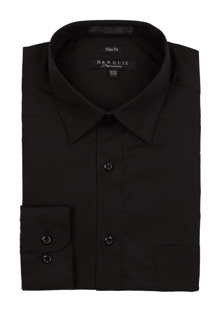 Marquis Signature Slim Fit Dress Shirt - Black - shirt | New York Man Suits