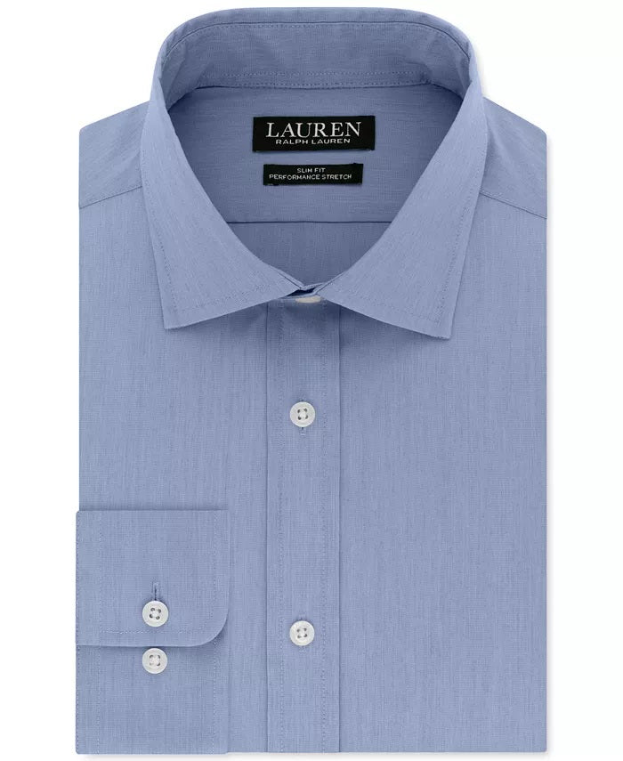 Ralph Lauren Men's Ultraflex Stretch Slim Fit Dress Shirt - shirt in Blue | New York Man Suits