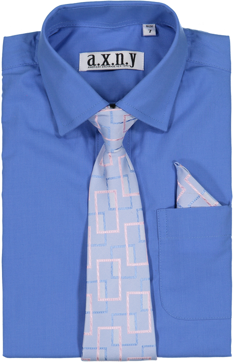 American Exchange Boys Shirt and Tie combo - 55C01-Fblue - New York Man Suits