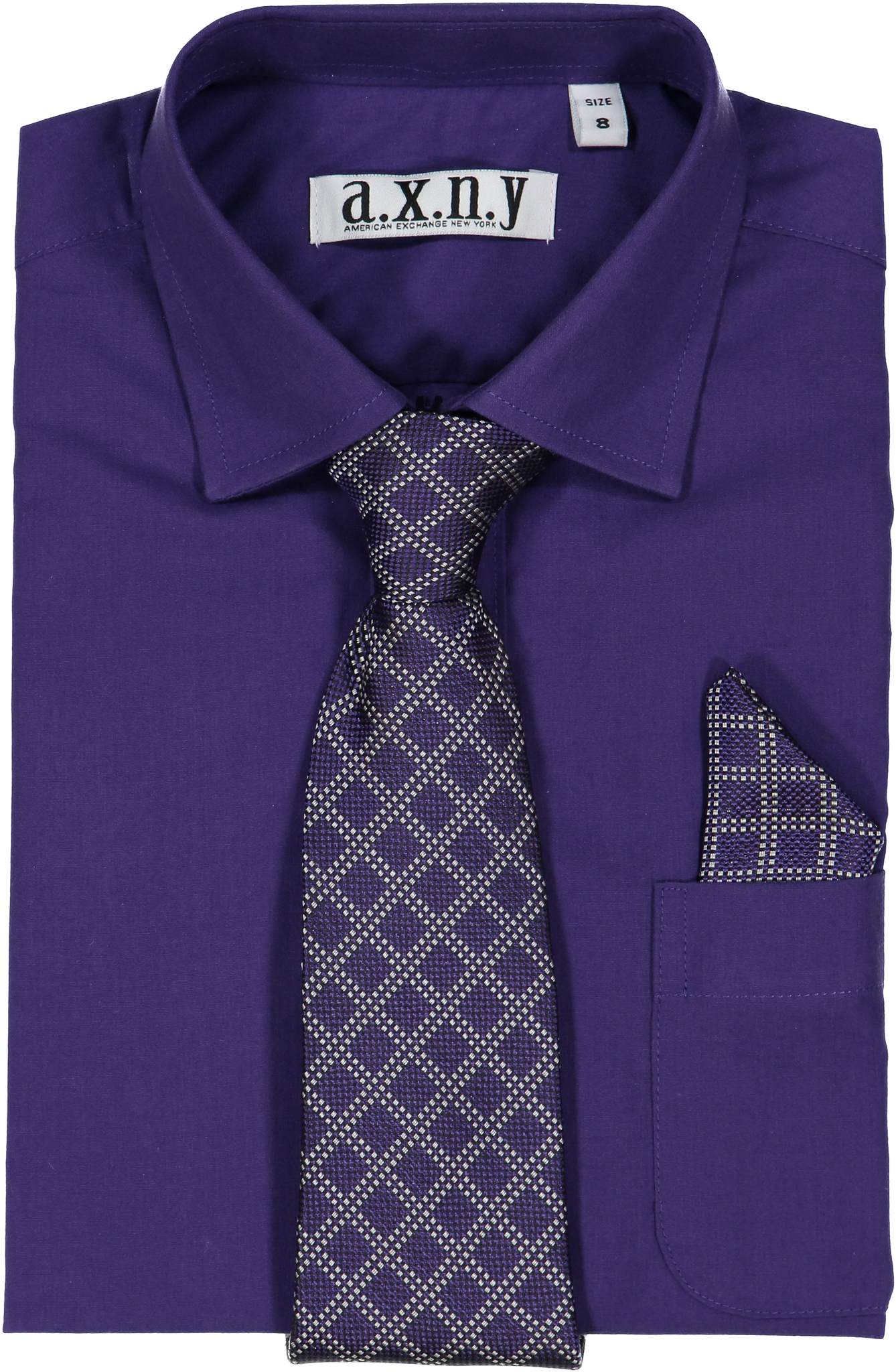 American Exchange Boys Purple Button Down Dress Shirt - 55C01-Purple - New York Man Suits
