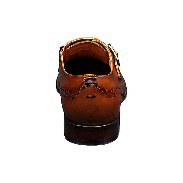 Floresheim Mens Cognac Plain Toe Single Monk Strap Shoes - New York Man Suits