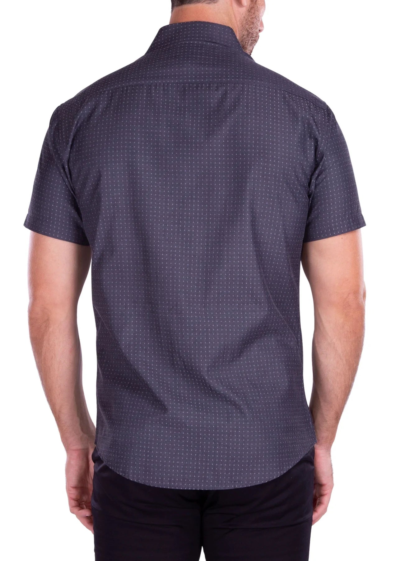 BeSpoke COLLECTION Fancy Print SHIRT S/S-Charcoal - shirt - view 2 | New York Man Suits