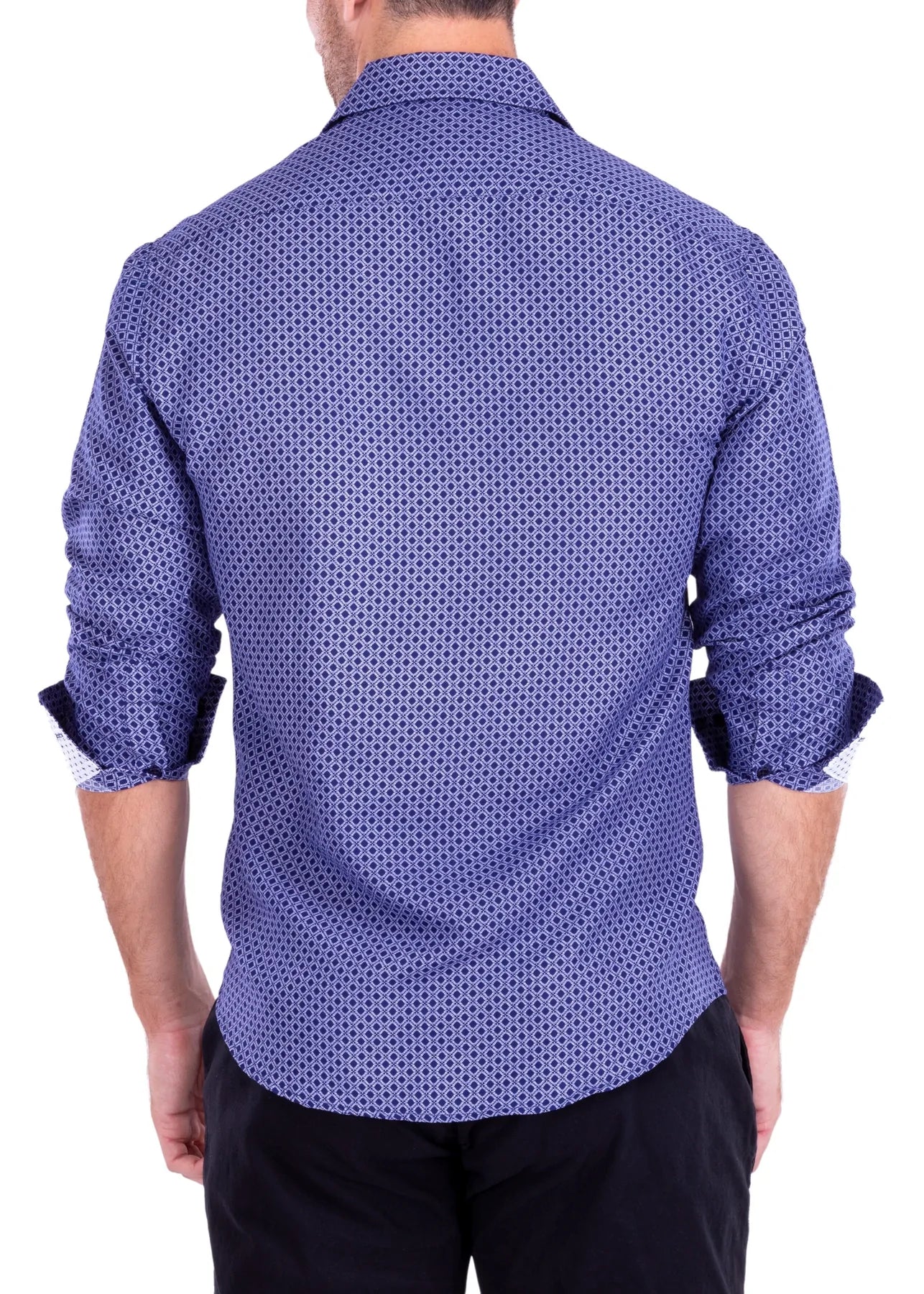 BeSpoke Mens Fancy Print Long Sleeve-Navy - menswear - view 2 | New York Man Suits