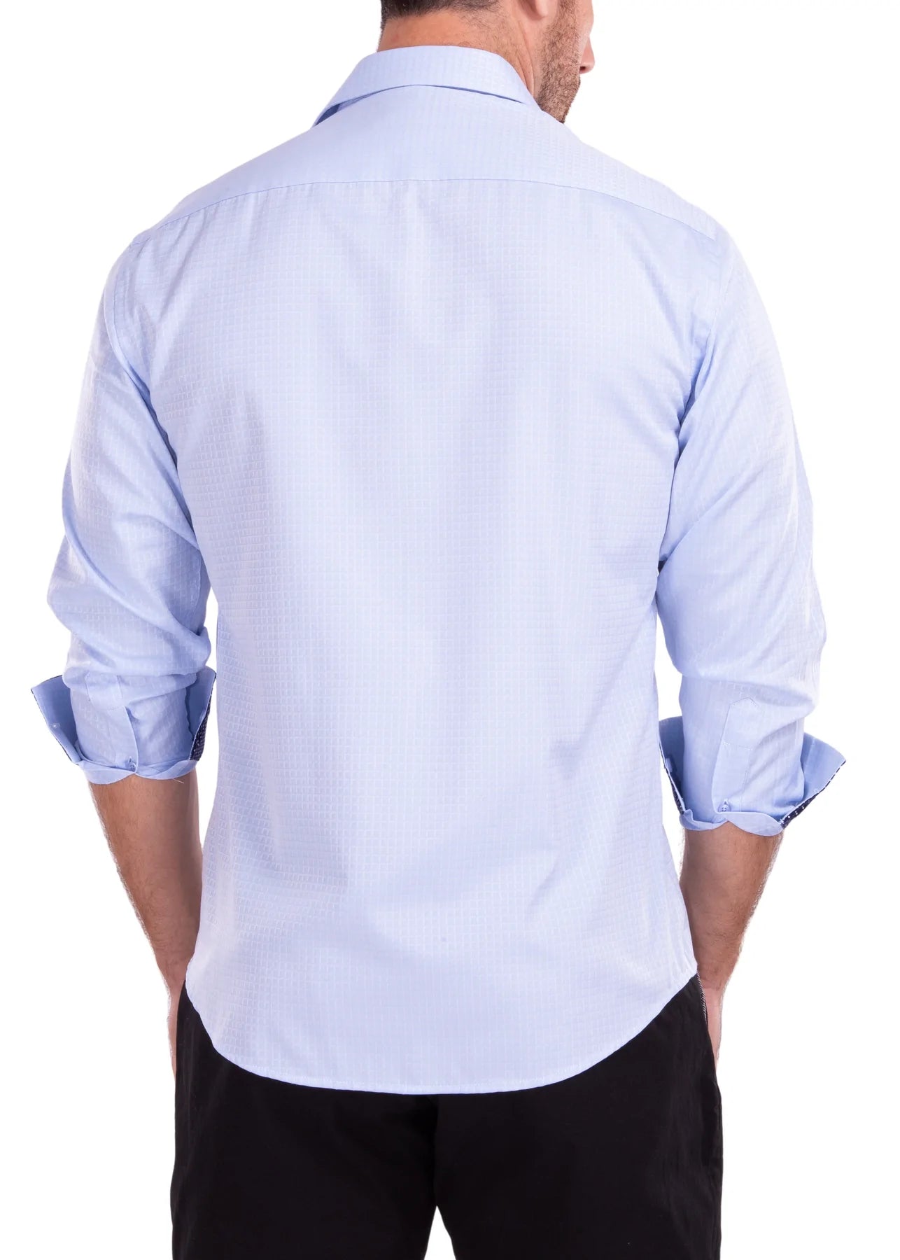 BeSpoke Mens Blue Tone on Tone Box Print Long Sleeve-Blue - menswear - view 2 | New York Man Suits