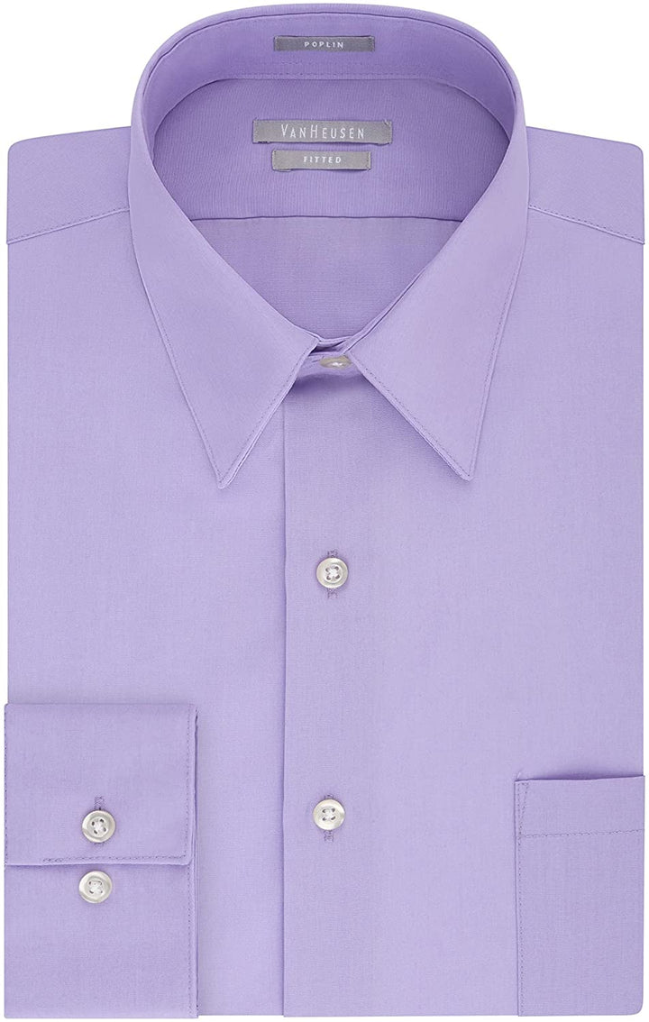 Van Huesen Slim FitFlex Stretch Wrinle Free Dress Shirt-Lavender