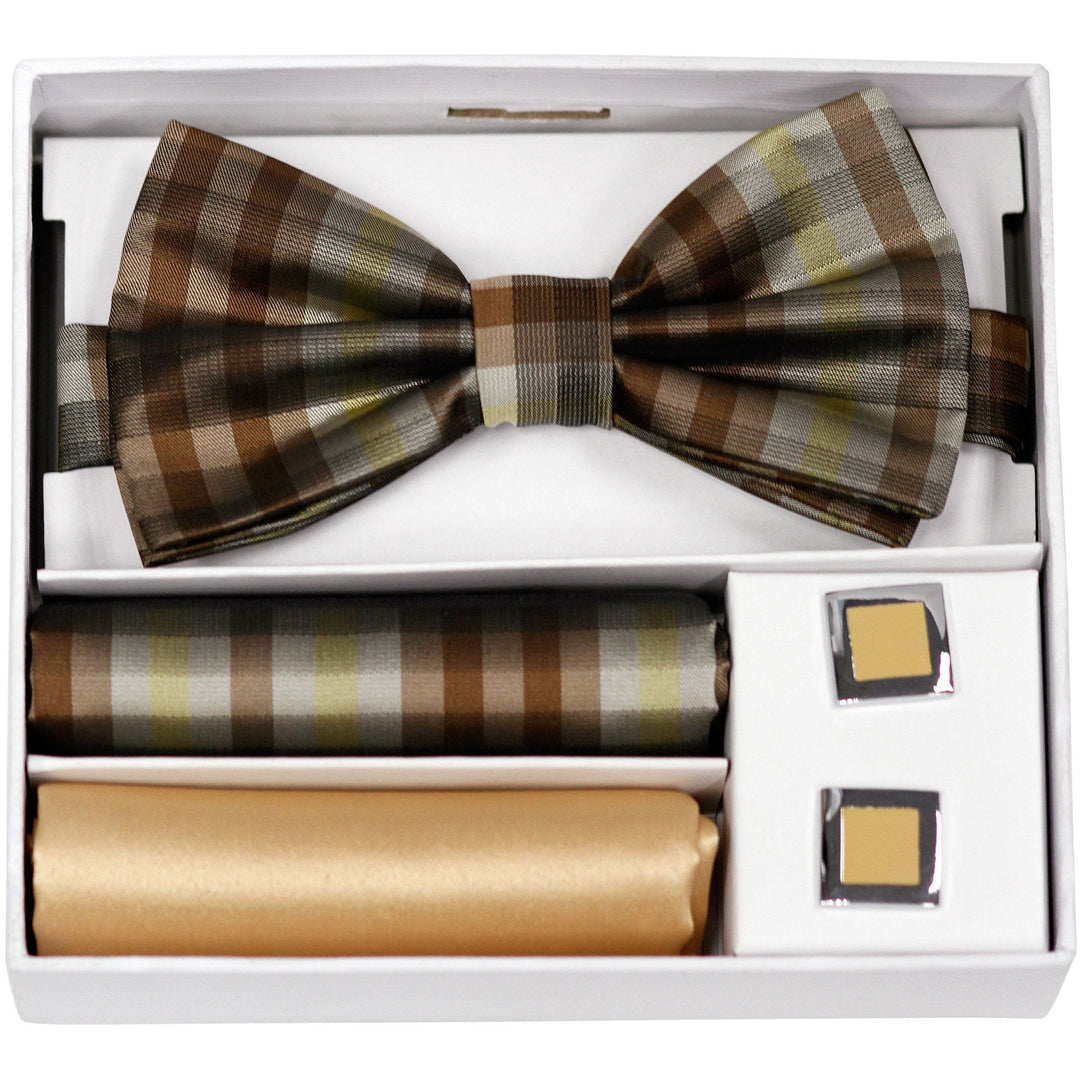 Adolfo Lavender Stripe Bow Tie Hanky & Cufflink Box Set - ABS46681 - New York Man Suits