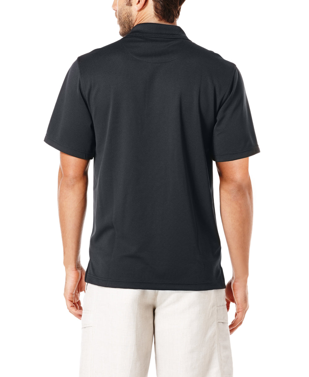 Cubavera Mens 3 Button Polo Mesh Short Sleeve Shirt - CDSK0166-BLACK - New York Man Suits
