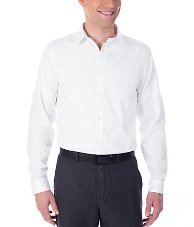 Calvin Klein Men`s White Slim Fit Non-Iron Herringbone Point Collar Dress Shirt