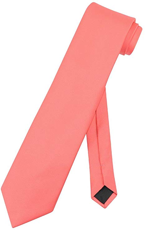 Vesuvio Napoli NeckTie Solid CORAL PINK Color Men's Neck Tie - New York Man Suits