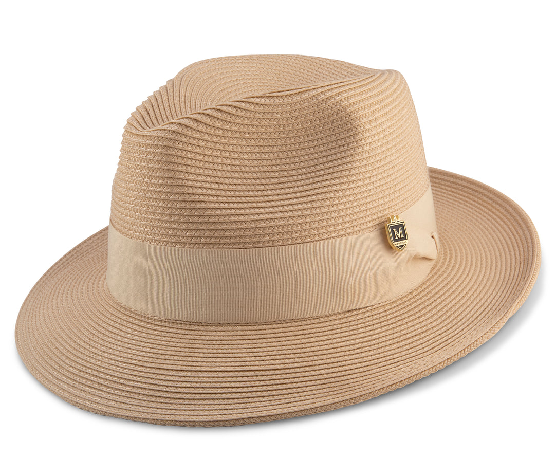 Montique Mens Braided Solid Color Straw Hat-Beige - New York Man Suits