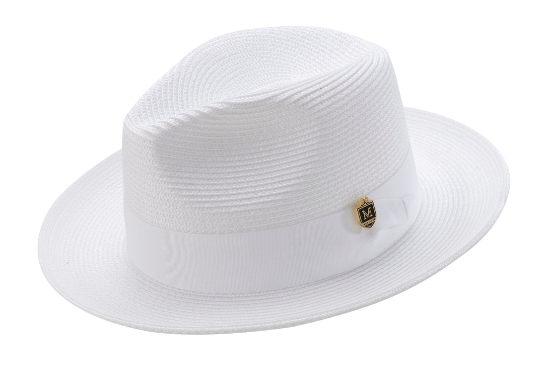 Montique Mens Braided Solid Color Fedora Hat-White - New York Man Suits
