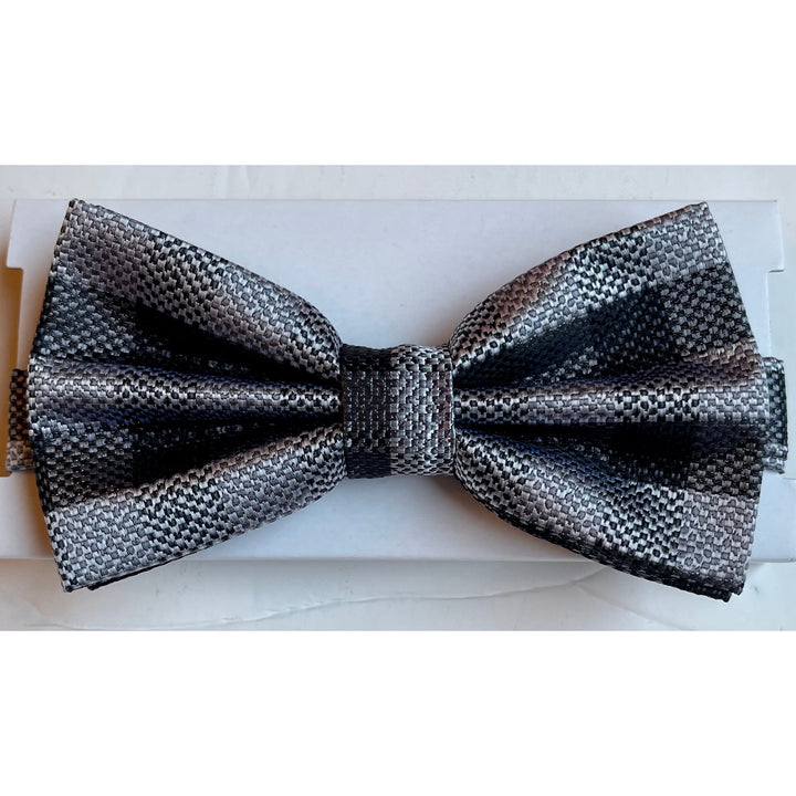 Adolfo Black Burberry Design Bow Tie Hanky & Cufflink Box Set - ABS79658B-Black - New York Man Suits