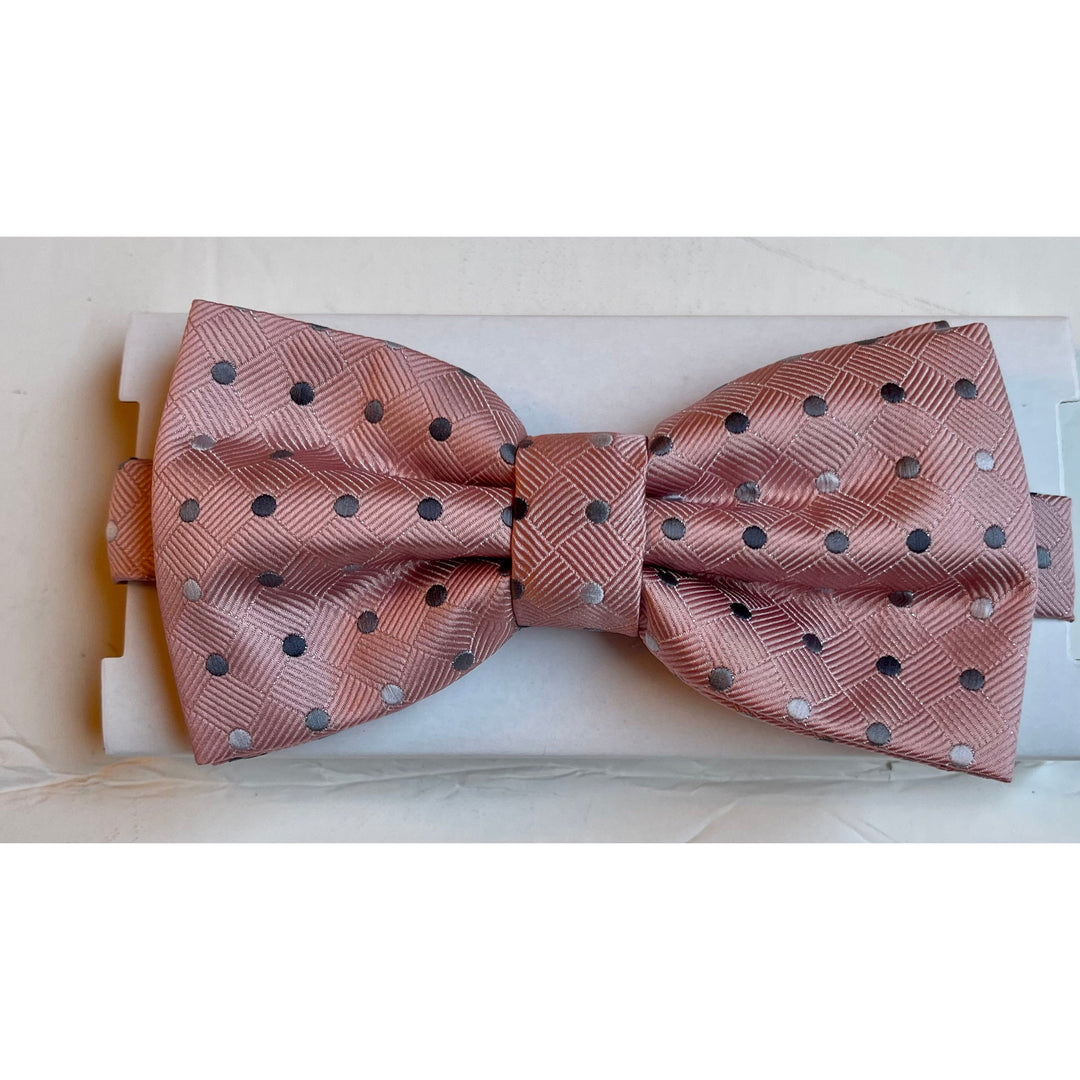 Adolfo Polka Dot Style Bow Tie Hanky & Cufflink Box Set - ABS70667-Pink - New York Man Suits