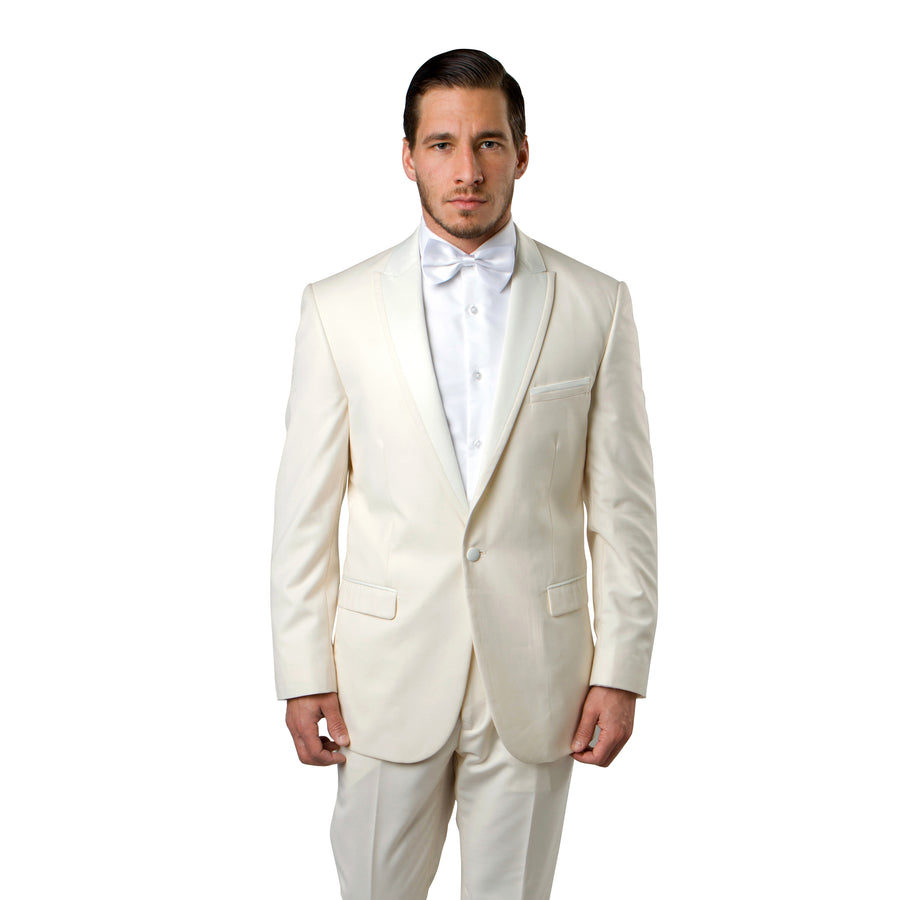 MT187S-07 Off-White Satin Peak Lapel Tuxedo Prom Wedding – New