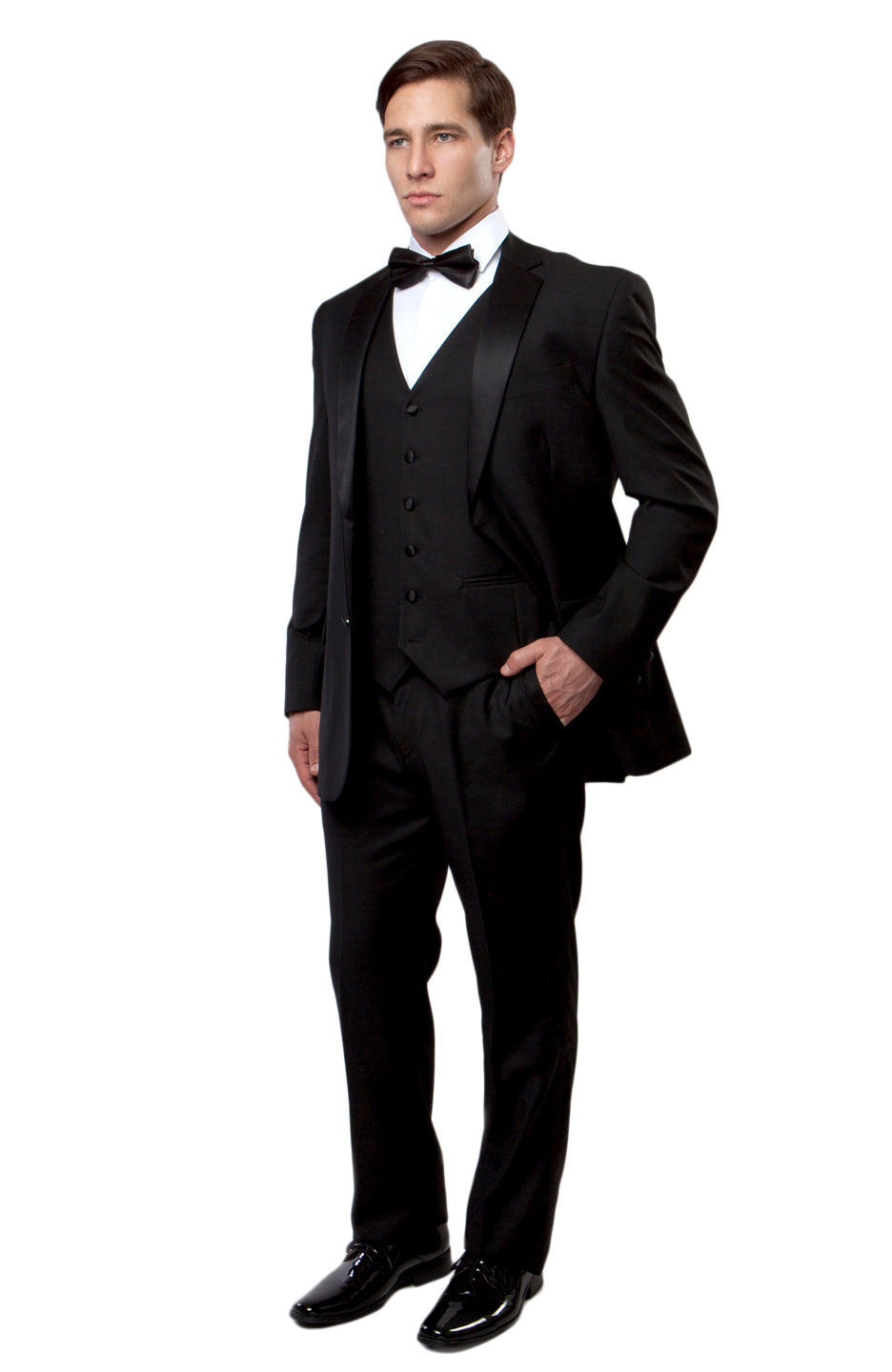 MT400-01 Elegant Black Slim Fit Tuxedo  Satin Notch Lapel – New York Man  Suits