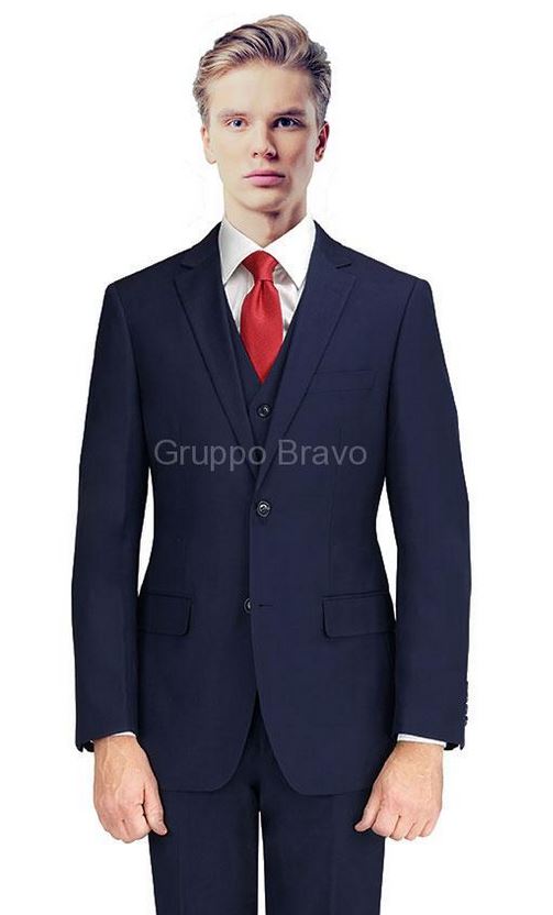 Mantoni 2 Button Slim Fit  Wool Suit-Navy - New York Man Suits