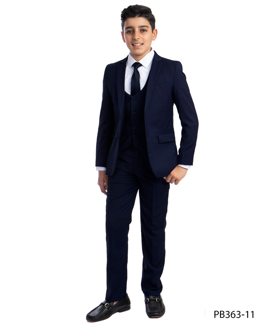 Boys 5 Piece Suit Navy front view