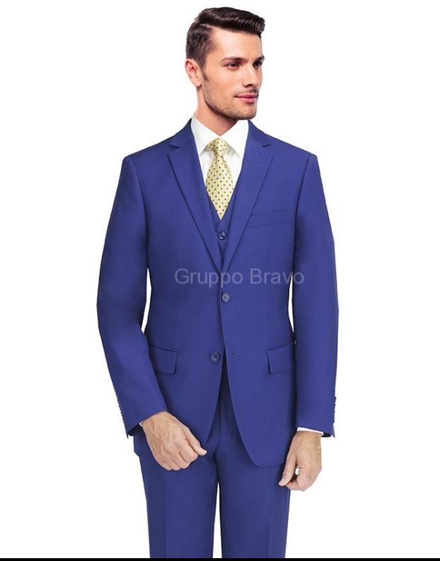 Mantoni 2 Button Slim Fit  Wool Suit-6-New Blue - New York Man Suits