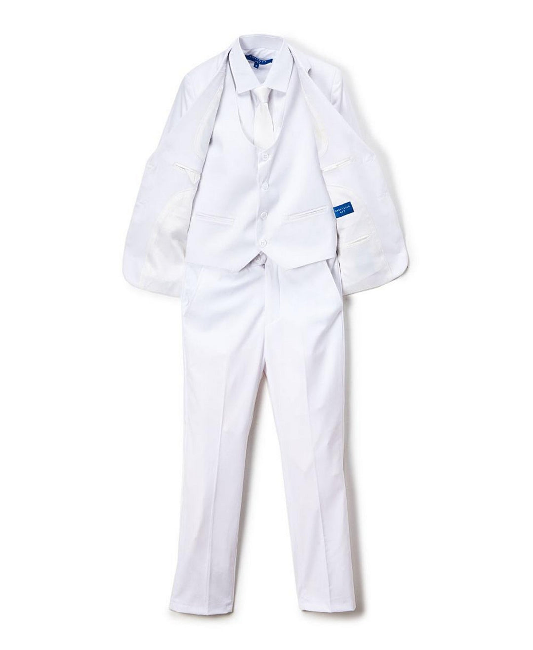 Perry Ellis Communion Boy's 5-Piece Shirt, Tie, Jacket, Vest and Pants Solid Suit Set - New York Man Suits