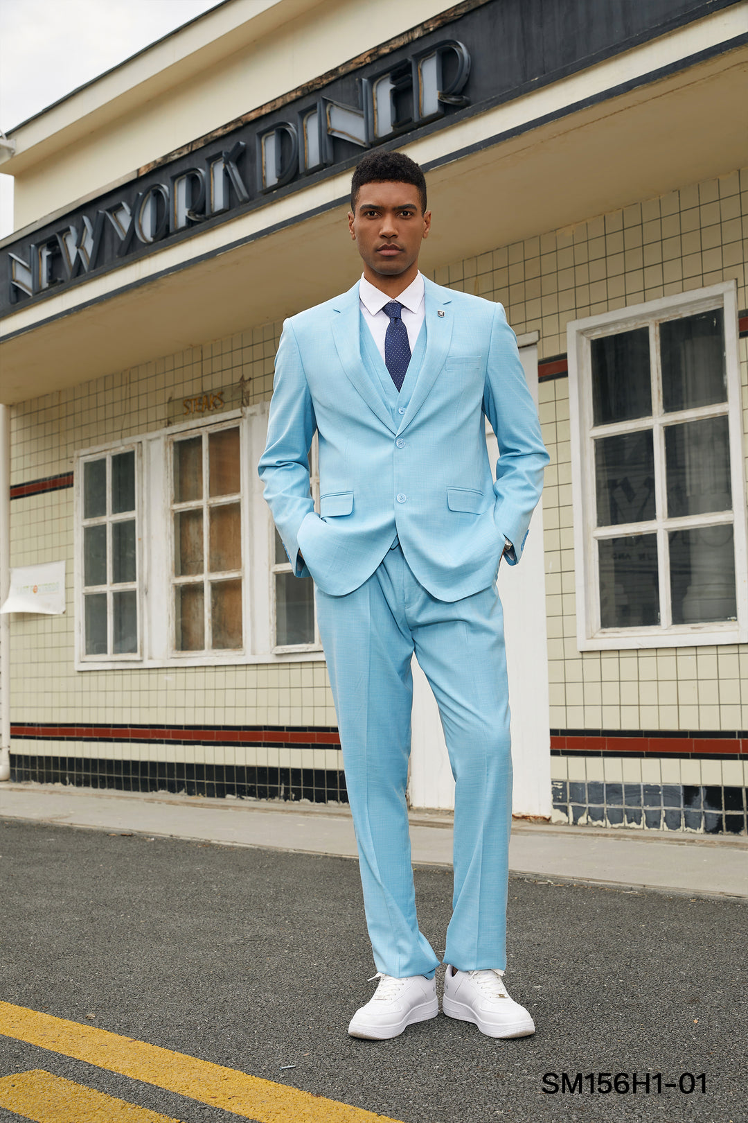 Teal Solid Textured 3 PC Stacy Adams Suit