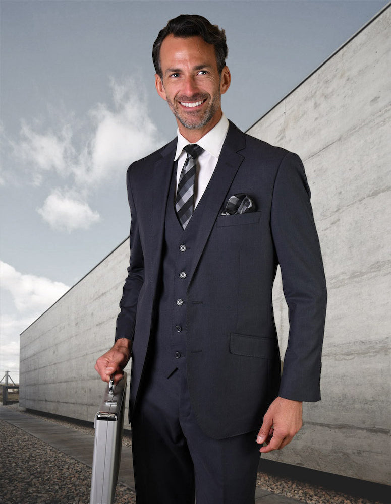 Statement Confidence - Men's Denim 2 Button Modern Fit Wool Suit - STZV100 - New York Man Suits