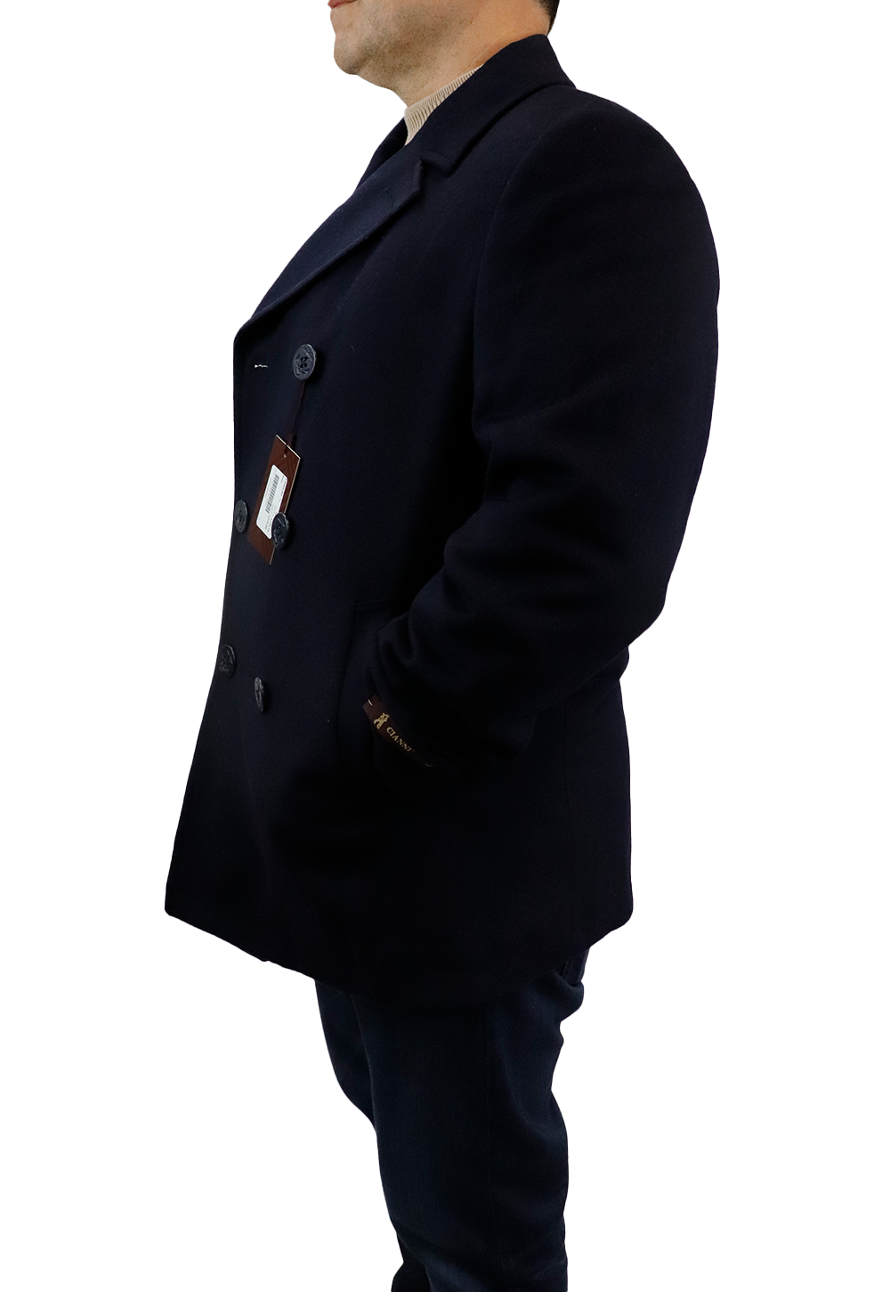 Mens Navy Wool Double Breasted Peacoat Jacket