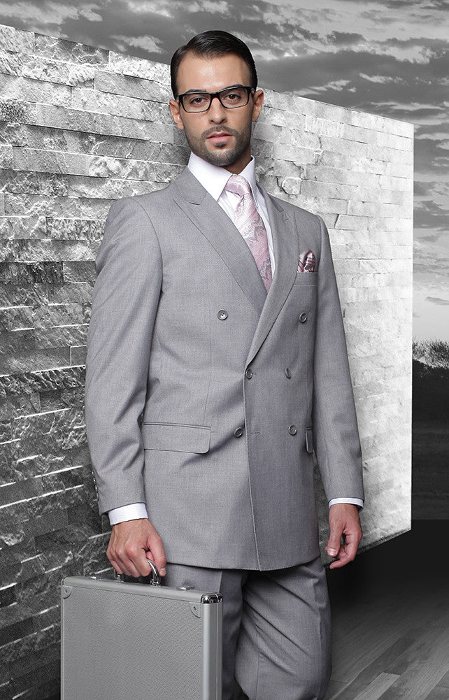 Tzarelli Grey Double Breasted Men's Wool Italian Design Suit - TZD100 - New York Man Suits