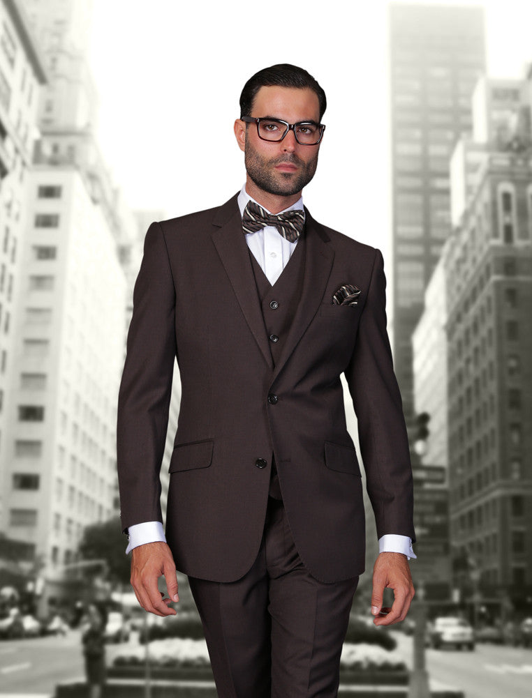 Statement Confidence - Men's Brown 2 Button Modern Fit Wool Suit - STZV100 - New York Man Suits