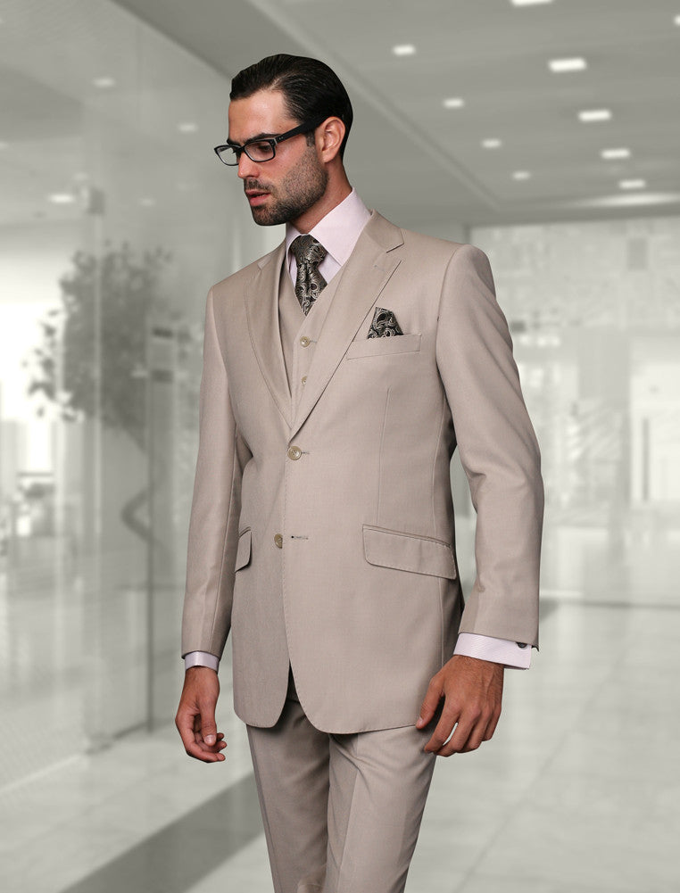 Statement Confidence - Men's Sand 2 Button Modern Fit Wool Suit - STZV100 - New York Man Suits