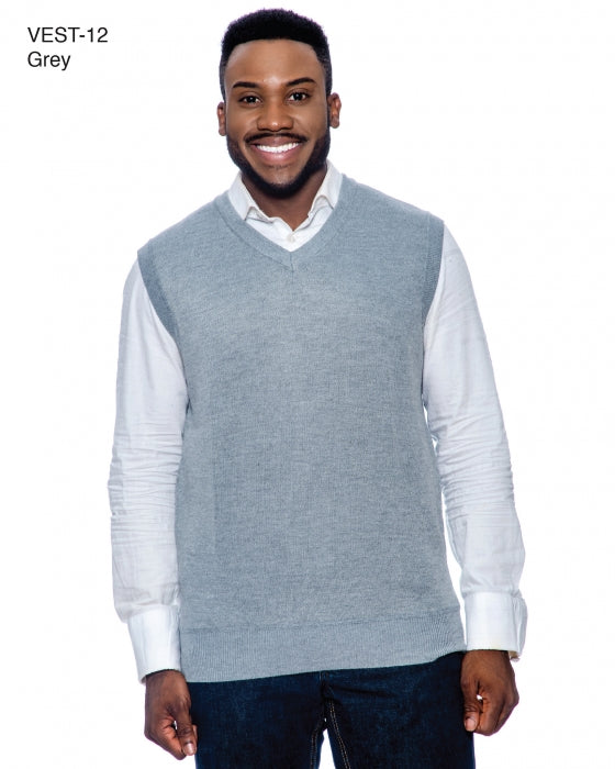 Men`s Sweater Vest Sweater Pullover Knit Solid Color V Neck-Grey
