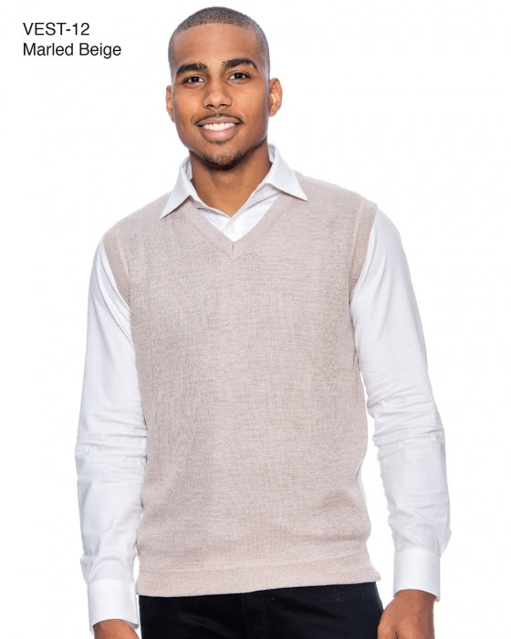 Men`s Sweater Vest Sweater Pullover Knit Solid Color V Neck-Beige - sweater | New York Man Suits