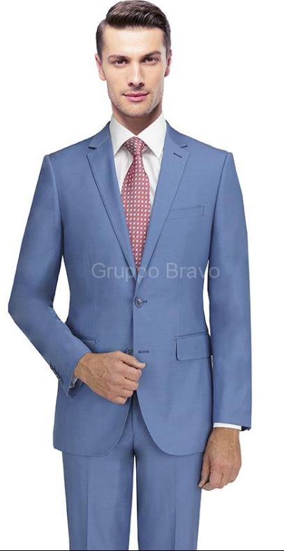 Mantoni 2 Button Slim Fit  Wool Suit-Lblue - New York Man Suits