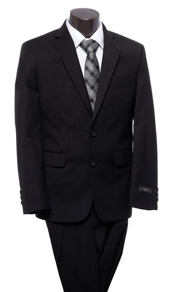 Marc New York Boys 2 Button Solid Black Designer Suit-2MAW0012 - New York Man Suits