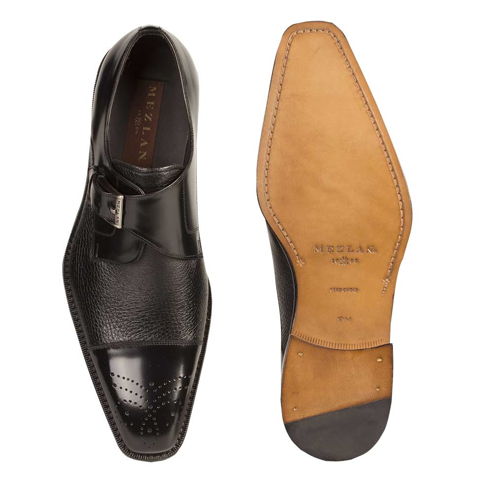 Phoenix By Mezlan Men's Black Shoe Cap Toe Monk Strap Leather - New York Man Suits