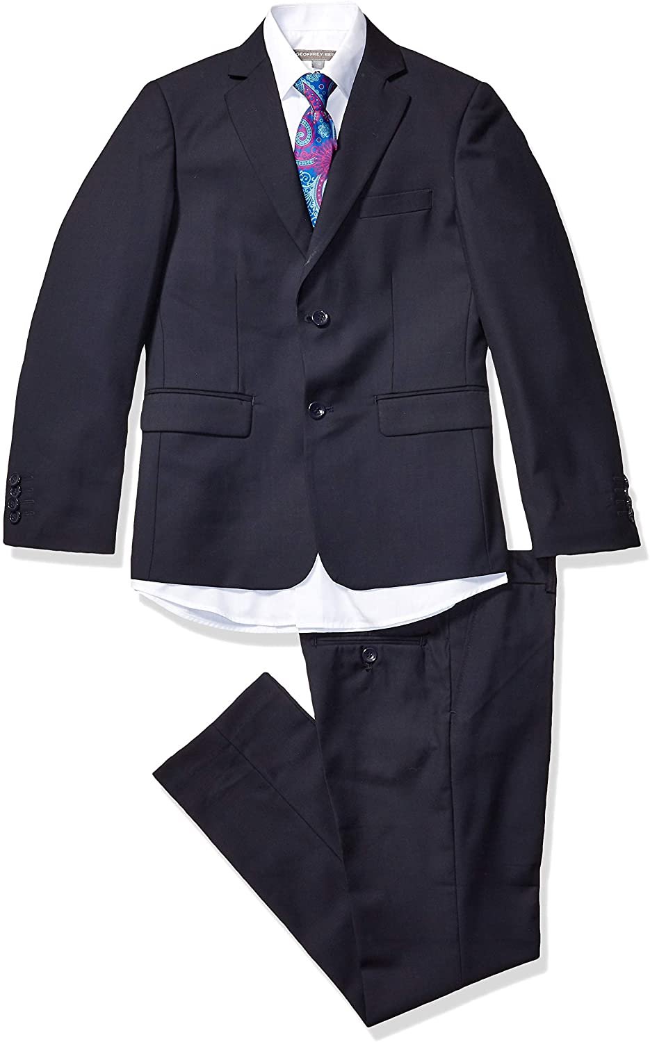 Boys 5 Piece Vested Suit Color Navy by Geoffrey Beane