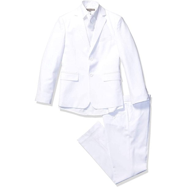 Boys 5 Piece Vested Suit Color White by Geoffrey Beane