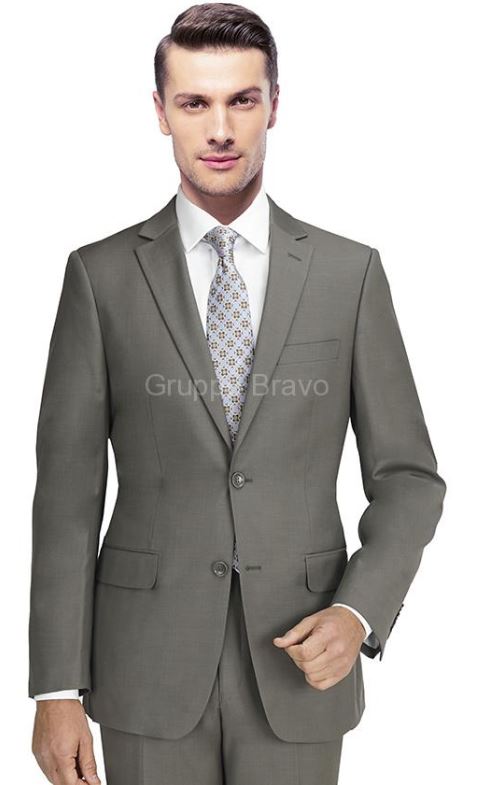 Mantoni 2 Button Slim Fit  Wool Suit-Taupe - New York Man Suits