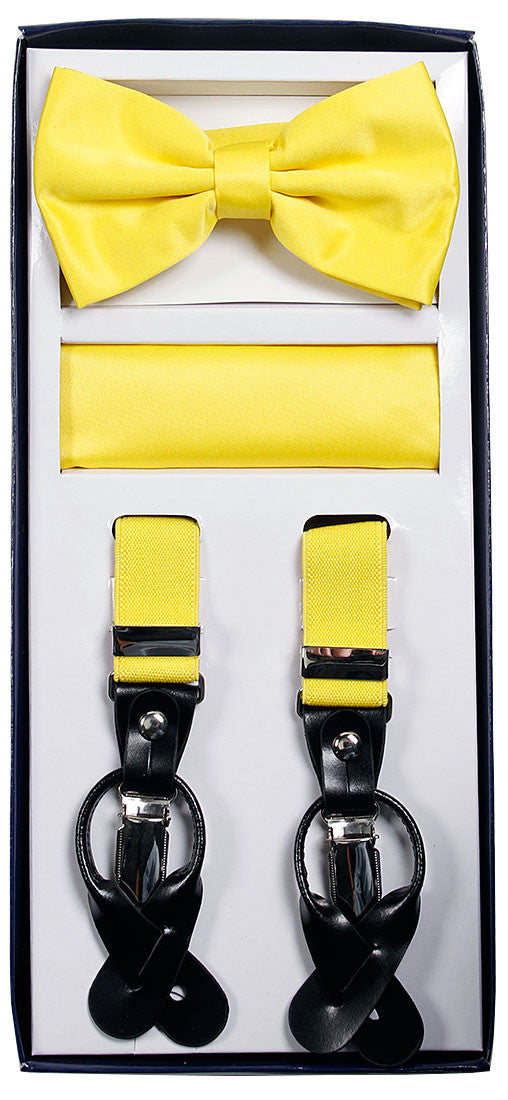 Yellow Suspenders & Bowtie Hanky 3 Piece Set - New York Man Suits